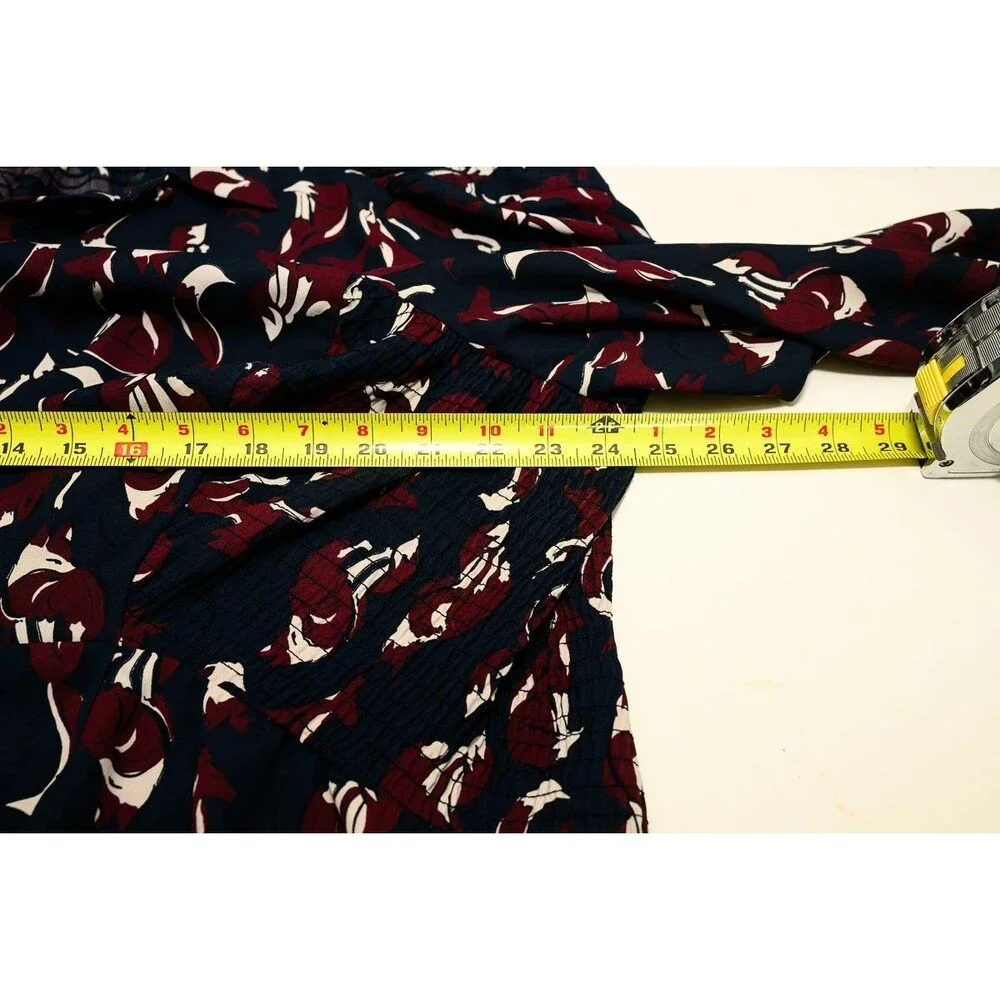 Kate Spade Dress 14 So Foxy Fox Print foxes smocked long-sleeve shirtdress